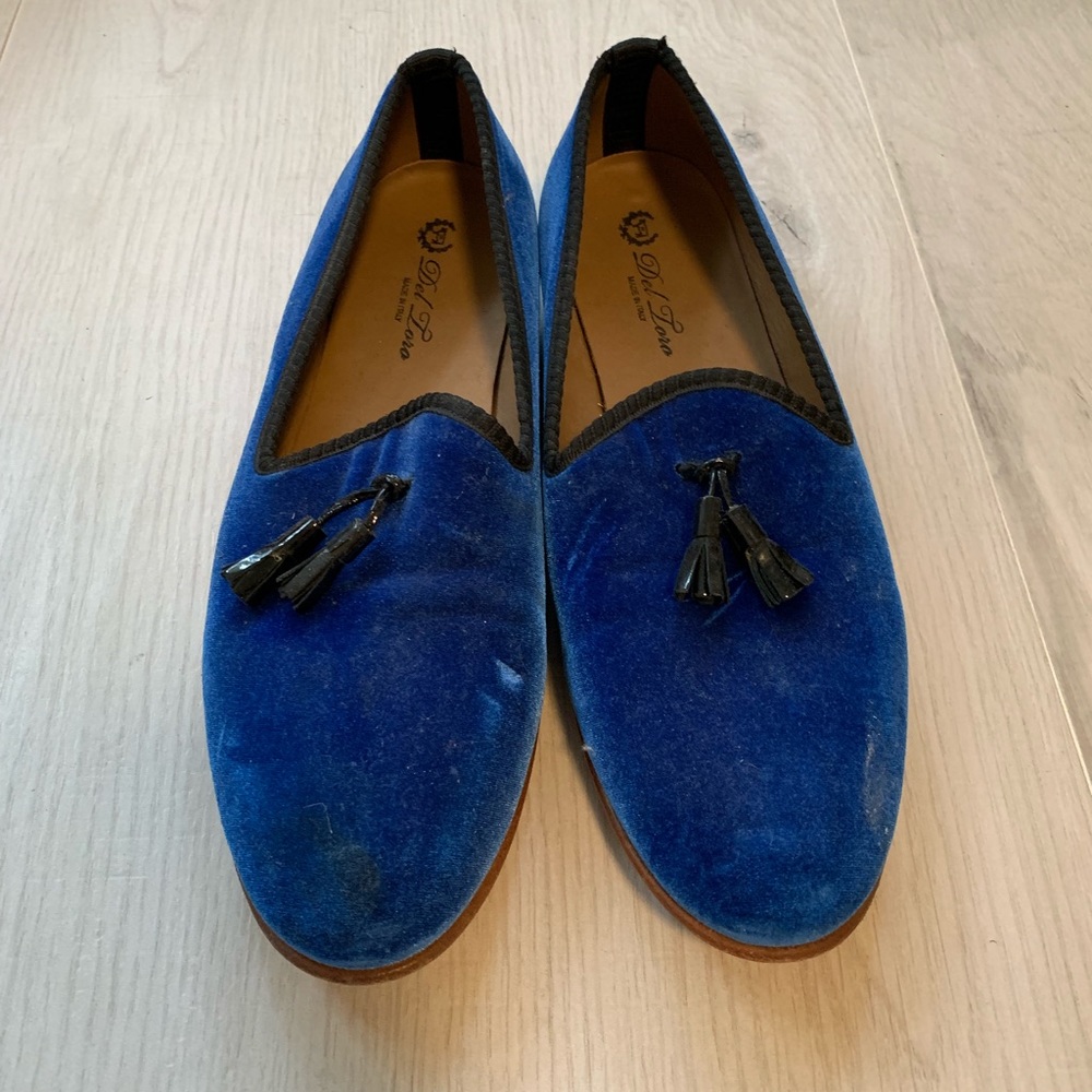 Del Toro Cobalt Velvet Slippers